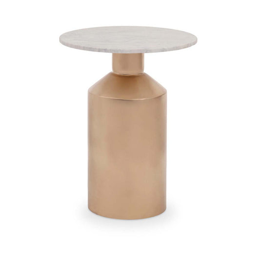 Amira Marble Top Gold Base Side Table.