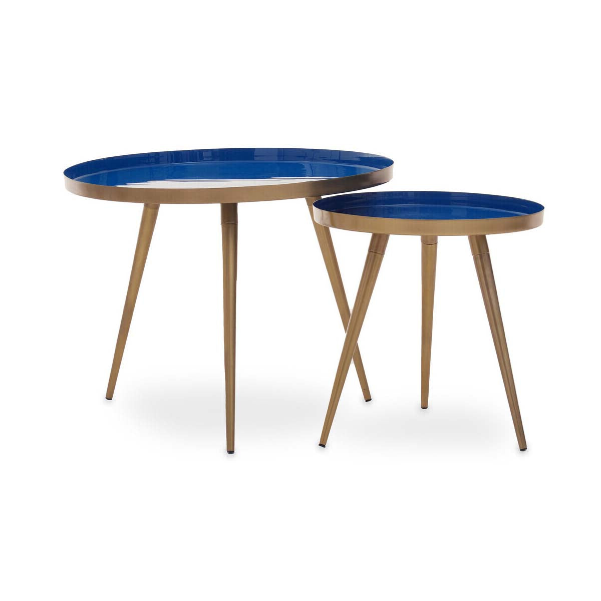 Amira Blue Enamel Nest Of Two Tables.