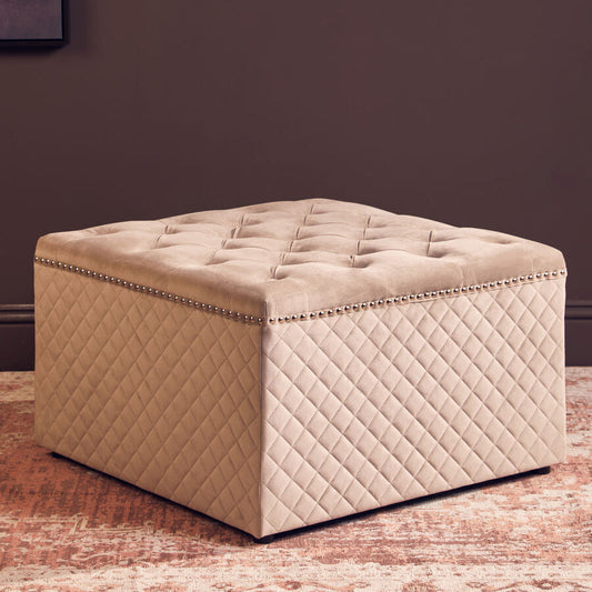 Zamora Square Mink Velvet Ottoman