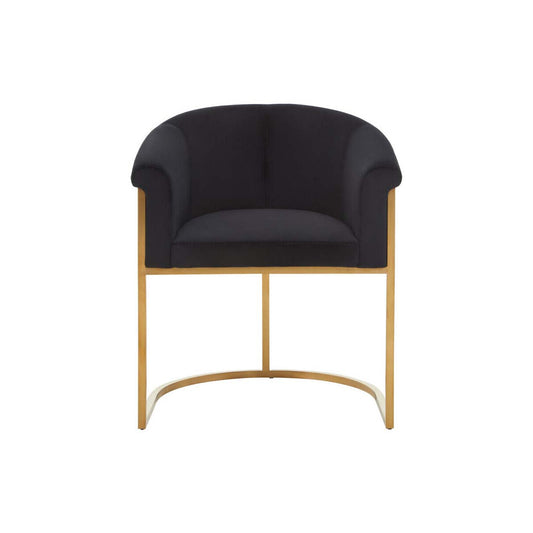 Vogue Black Velvet And Matte Gold Dining Chair
