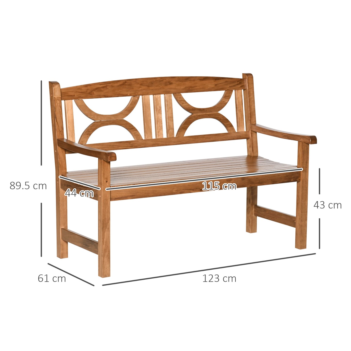 2 Seater Wooden Garden Bench Outdoor Patio Loveseat for Yard