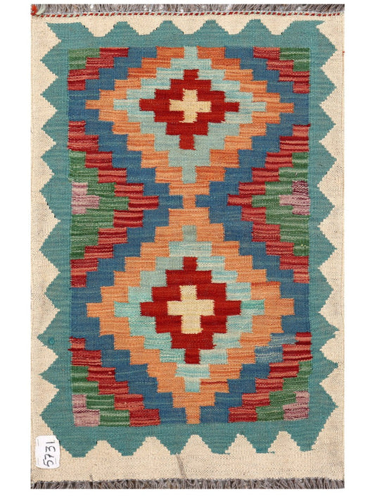 Maimana Afghanistan Kilim Rug - 94 x 61 cm