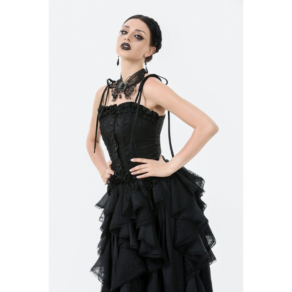 Dark in Love Selene Ruffled Floral Jacquard Corset Top