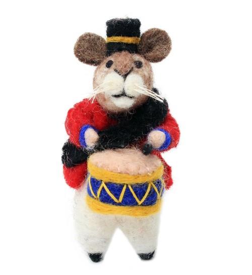 Amica Felt Little Drummer Mouse Fair Trade Christmas Tree Decoration