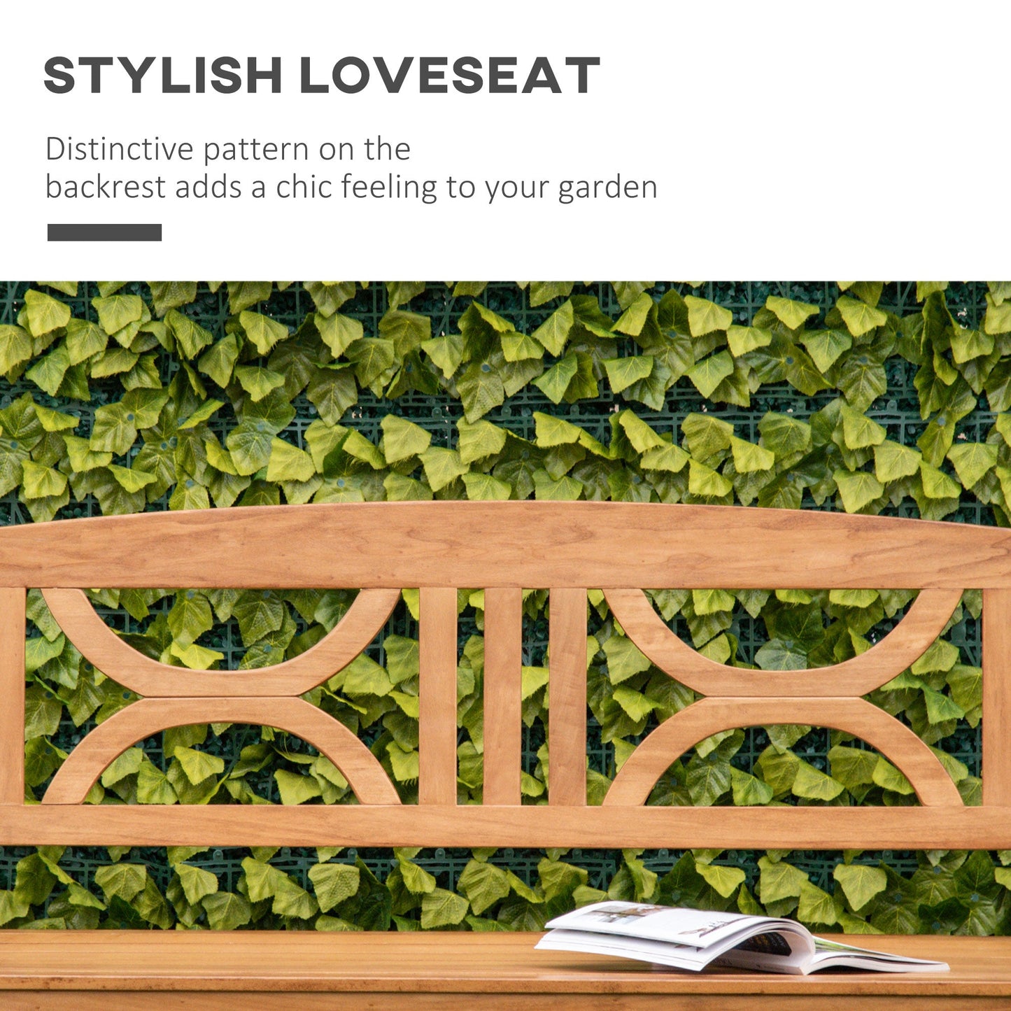 2 Seater Wooden Garden Bench Outdoor Patio Loveseat for Yard