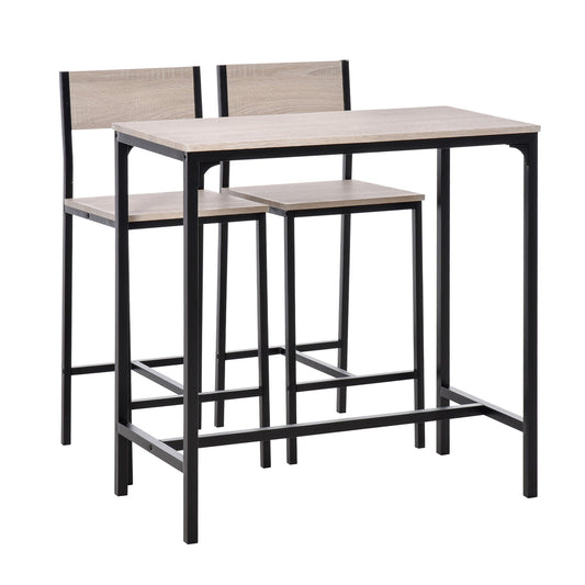 Metal Frame Medium-density fibreboard Top Table & Bar Stool Set Black