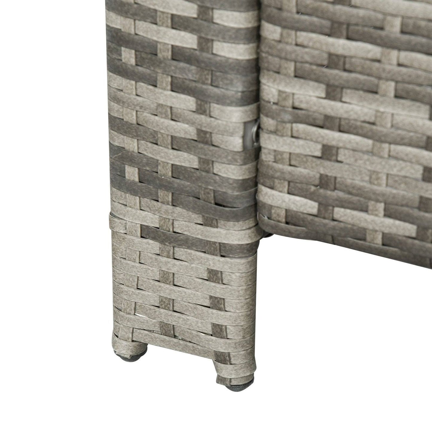 3-Piece PE Rattan Wicker Garden Furniture Patio Bistro Set Weave Conservatory Sofa Storage Table and Chairs Set Blue Cushion Grey Wicker