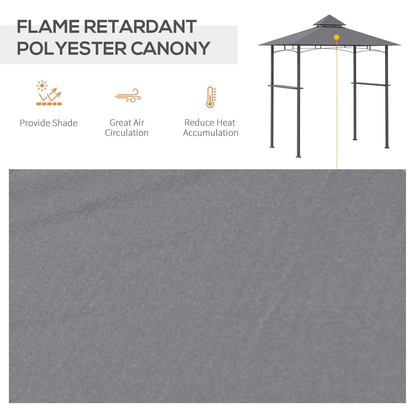 2.5M 8ft New Double-Tier BBQ Gazebo Grill Canopy Barbecue Tent Shelter Patio Deck Cover - Grey