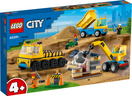 Lego City 60391 Construction Trucks & Wrecking Ball Crane for Ages 4+
