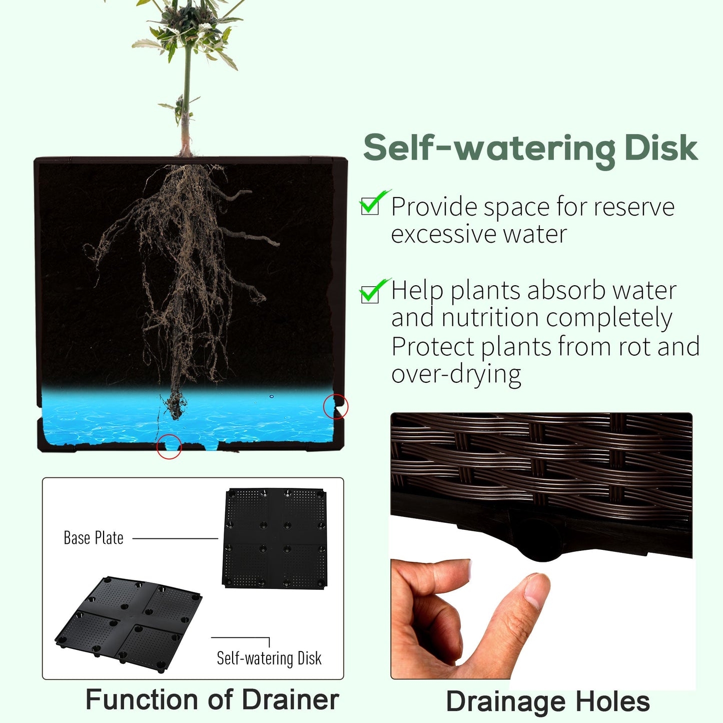 PP Set Of 2 Raised Outdoor Garden Planter Box Brown