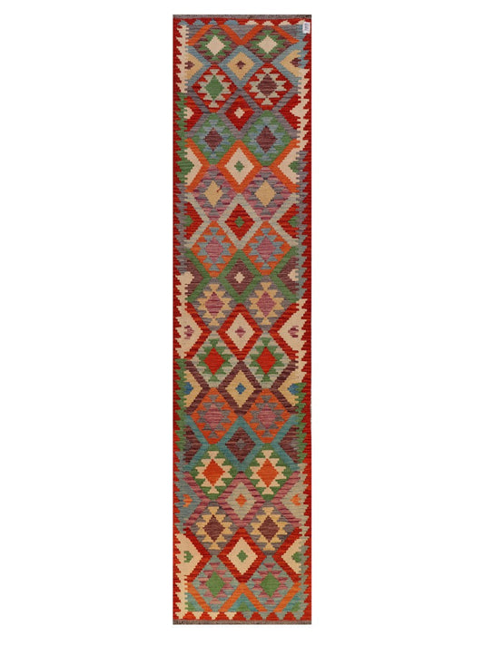 Maimana Afghanistan Kilim Runner - 376 x 88 cm