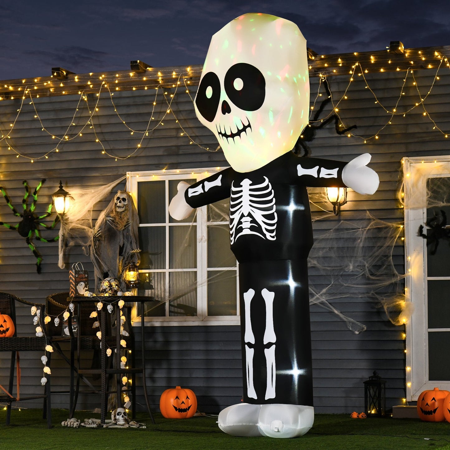 3m Halloween Inflatable Skeleton Ghost Decoration Lighted for Indoor Outdoor