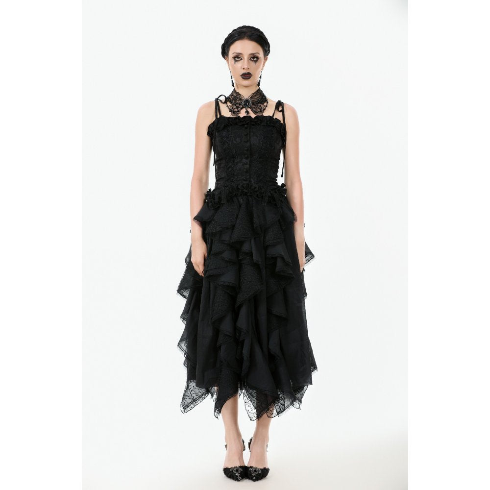 Dark in Love Selene Ruffled Floral Jacquard Corset Top