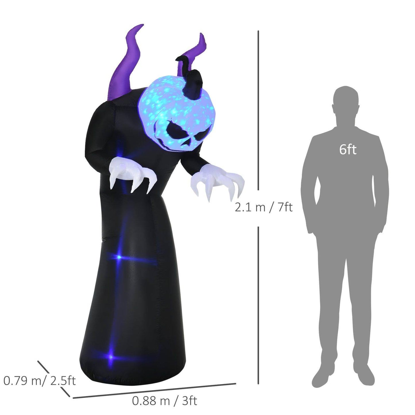 7ft Inflatable Halloween Ghost with Horns