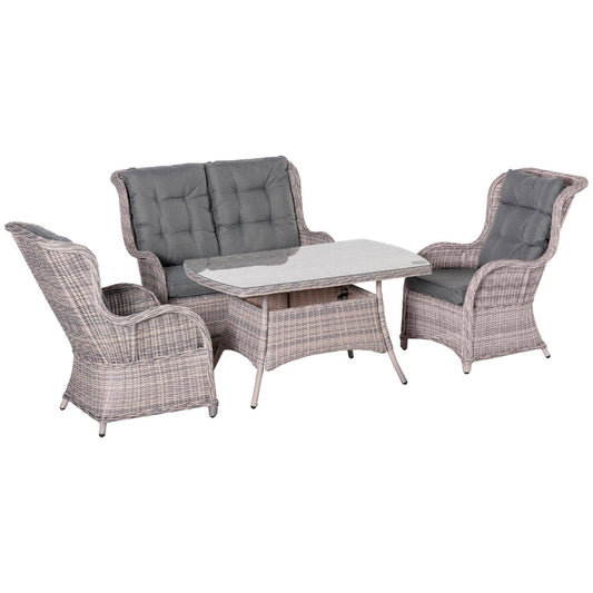 Garden PE Rattan Dining Sofa Set