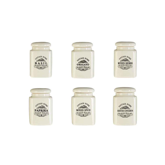Vintage Home Set of Six Cream Spice Jars