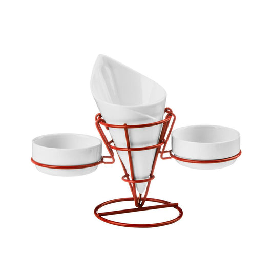 Red French Fry Cone With 2 Dip Dishes