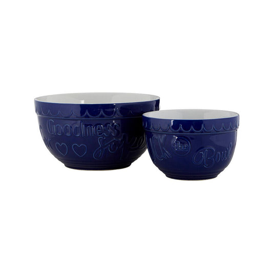 Gigi Set Of Two Blue And White Mixing Bowls