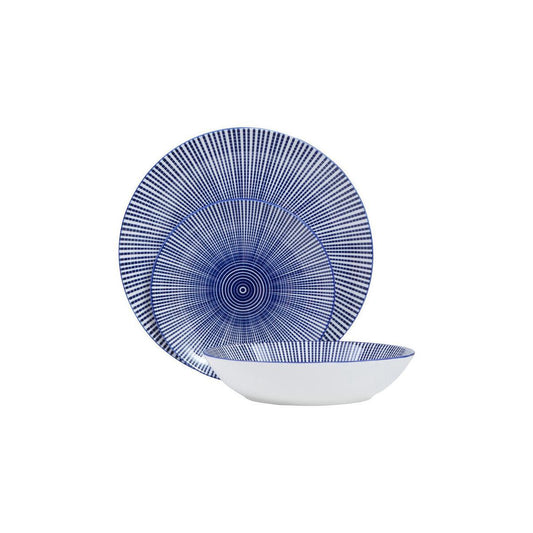 Maya 12 Piece Blue And White Dinner Set