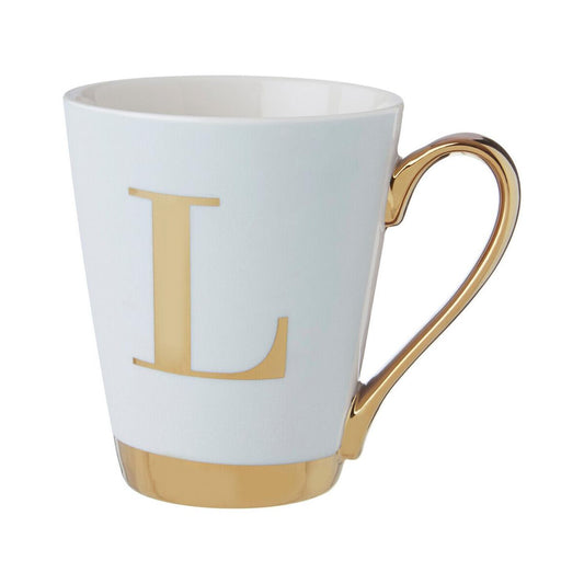 Mimo Green Frosted Deco L Letter Monogram Mug.