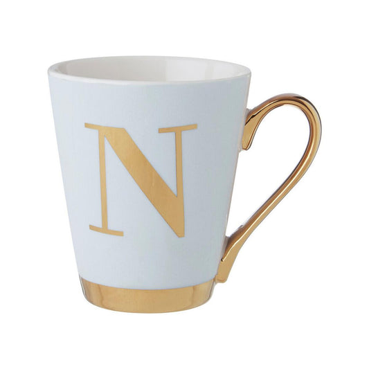Mimo Green Frosted Deco N Letter Monogram Mug.