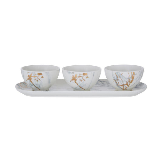 Marble Luxe Dip Bowls with Tray Set