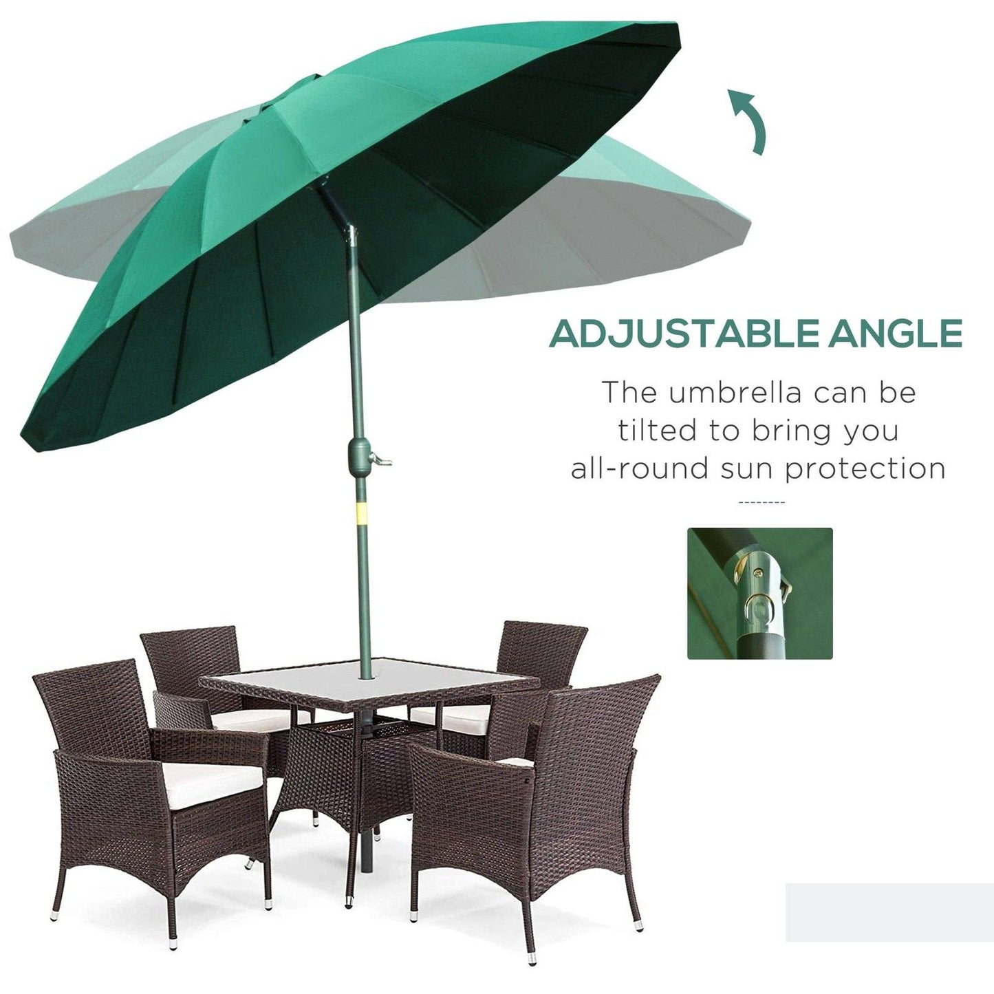 2.6m Shanghai Garden Parasol Umbrella with Crank & Tilt