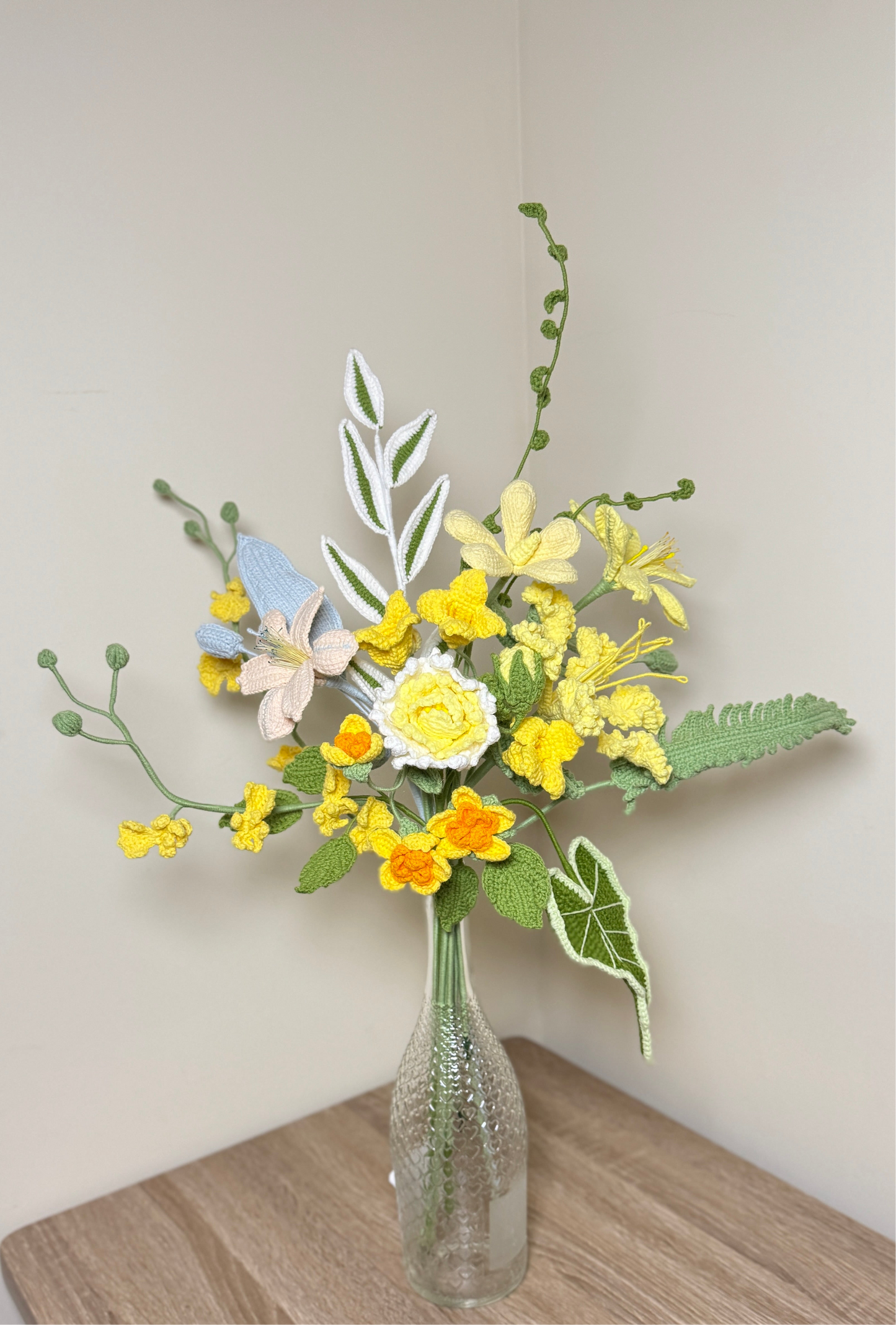 Handmade Crochet Sunshine Bloom Bouquet – Yellow & Citrus-Inspired Floral Arrangement