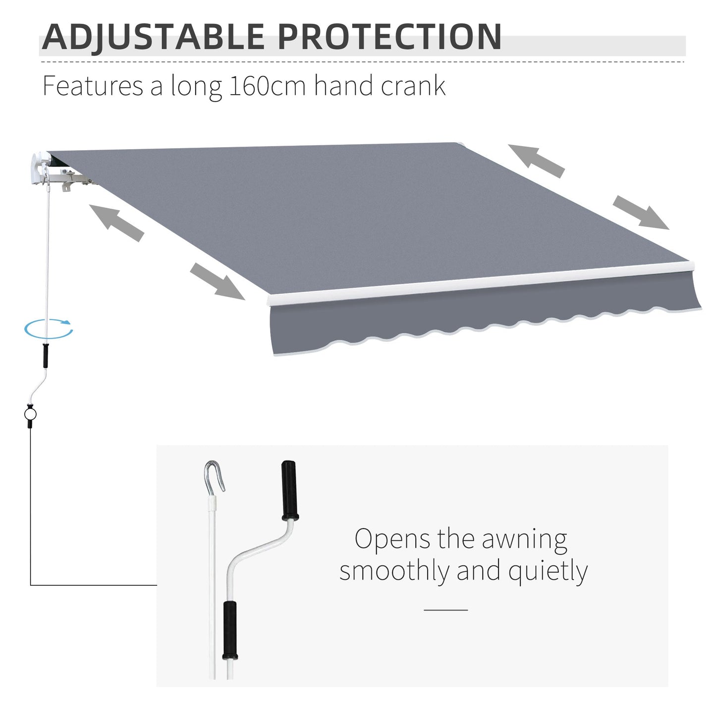 Manual Retractable Awning Size 4M X3M-Grey