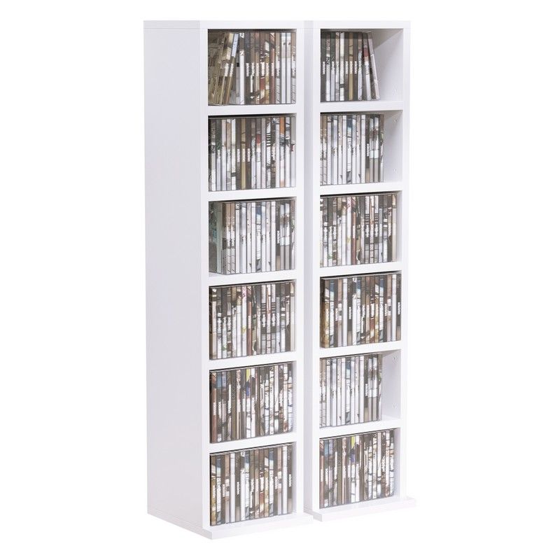 204 Cd Media Display Shelf Unit Set Of 2 Blu-Ray Tower Rack W/ Adjustable Shelves Bookcase Storage Organiser