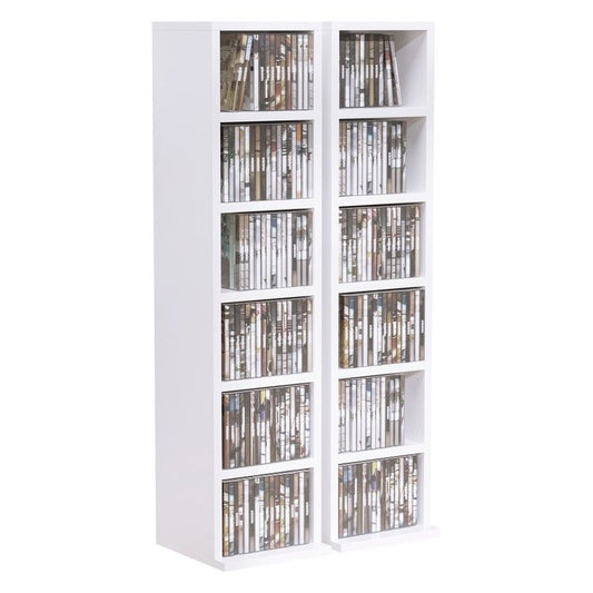 204 Cd Media Display Shelf Unit Set Of 2 Blu-Ray Tower Rack W/ Adjustable Shelves Bookcase Storage Organiser