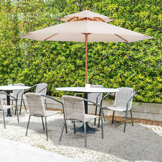 2.7m Patio Double Tier Umbrella Parasol-Beige