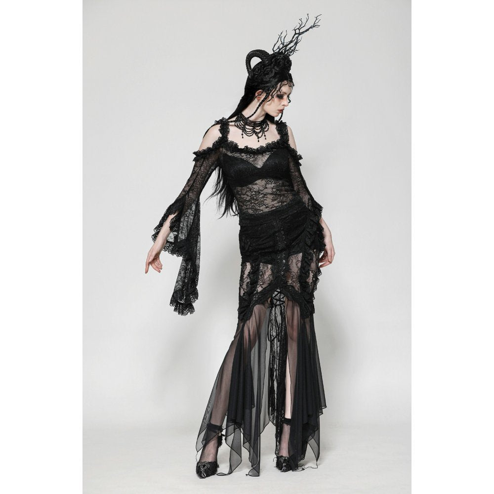 Dark in Love Delaney Gothic Romantic Lace Flare Sleeve Top