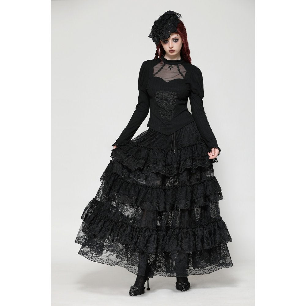 Dark in Love Avalon Gothic Embroidered Puff Sleeve Top
