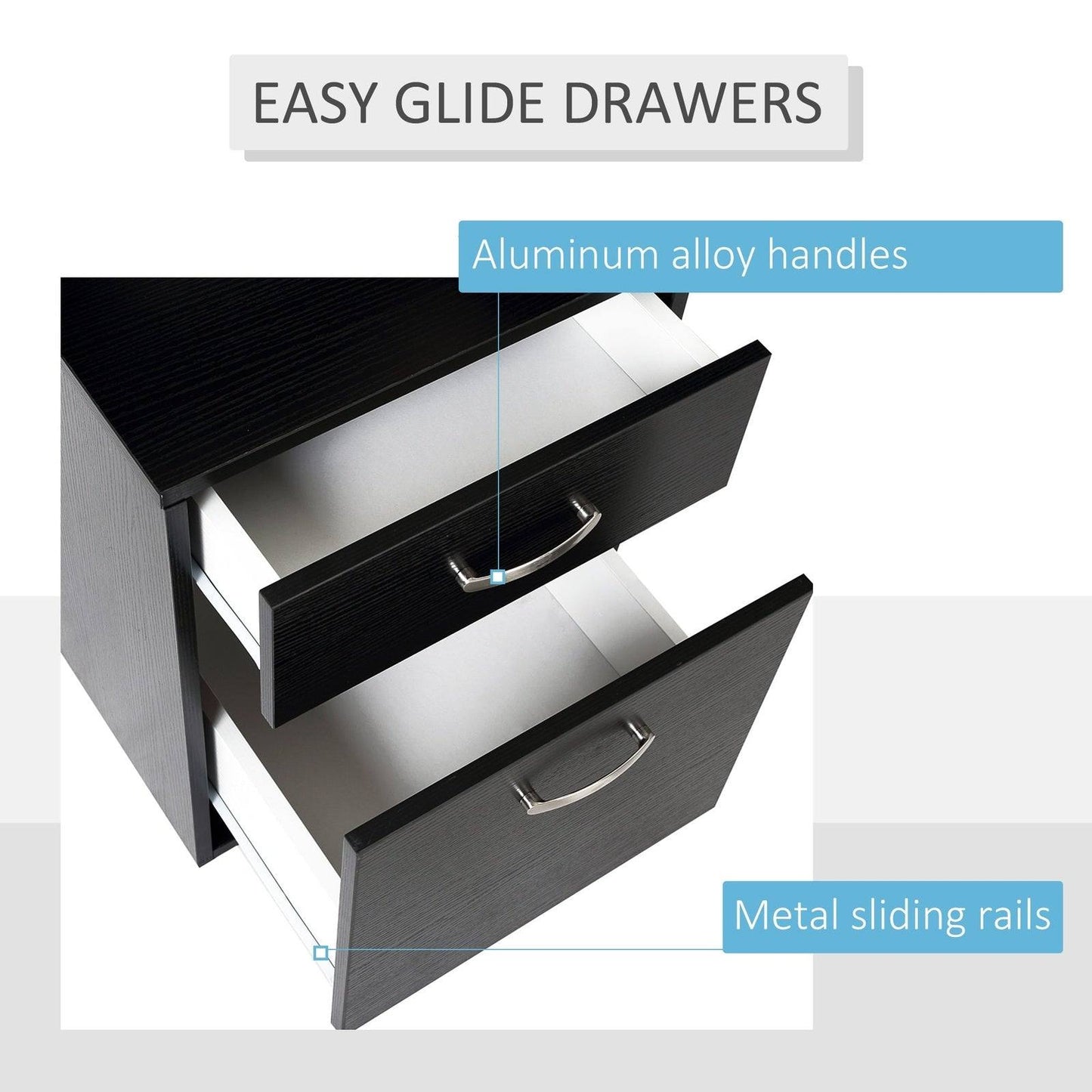 Computer Desk Study Table Modern Home Office Writing Workstation Furniture Printer Shelf Rack w/ Storage Drawer & Shelves Black