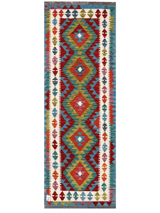 Maimana Afghanistan Kilim Rug - 208 x72 cm