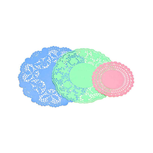 30Pcs pink, green, and blue Paper Doilies