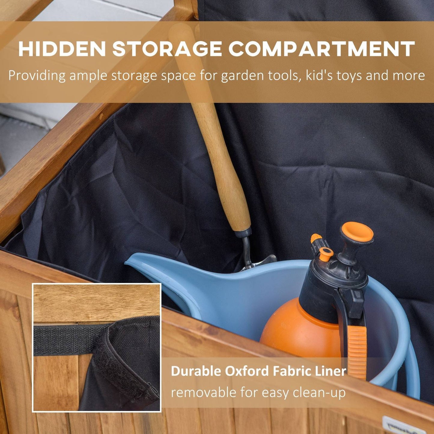 2 Seater Wood Garden Storage Bench