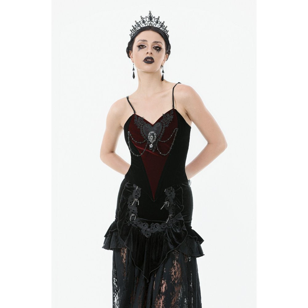 Dark in Love Morrigan Velvet & Lace Chain-Detail Bodysuit