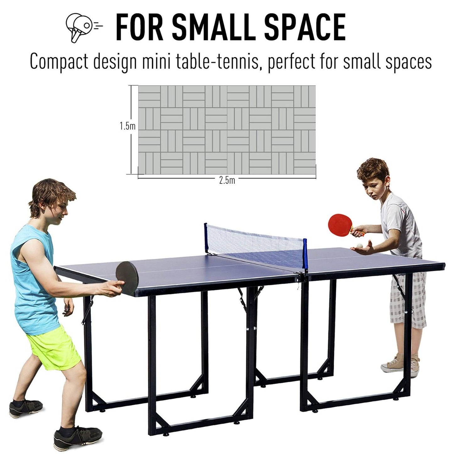 6ft 182cm Mini Table Tennis Table Folding Ping Pong Table with Net Multi-Use Table for Indoor Outdoor Game
