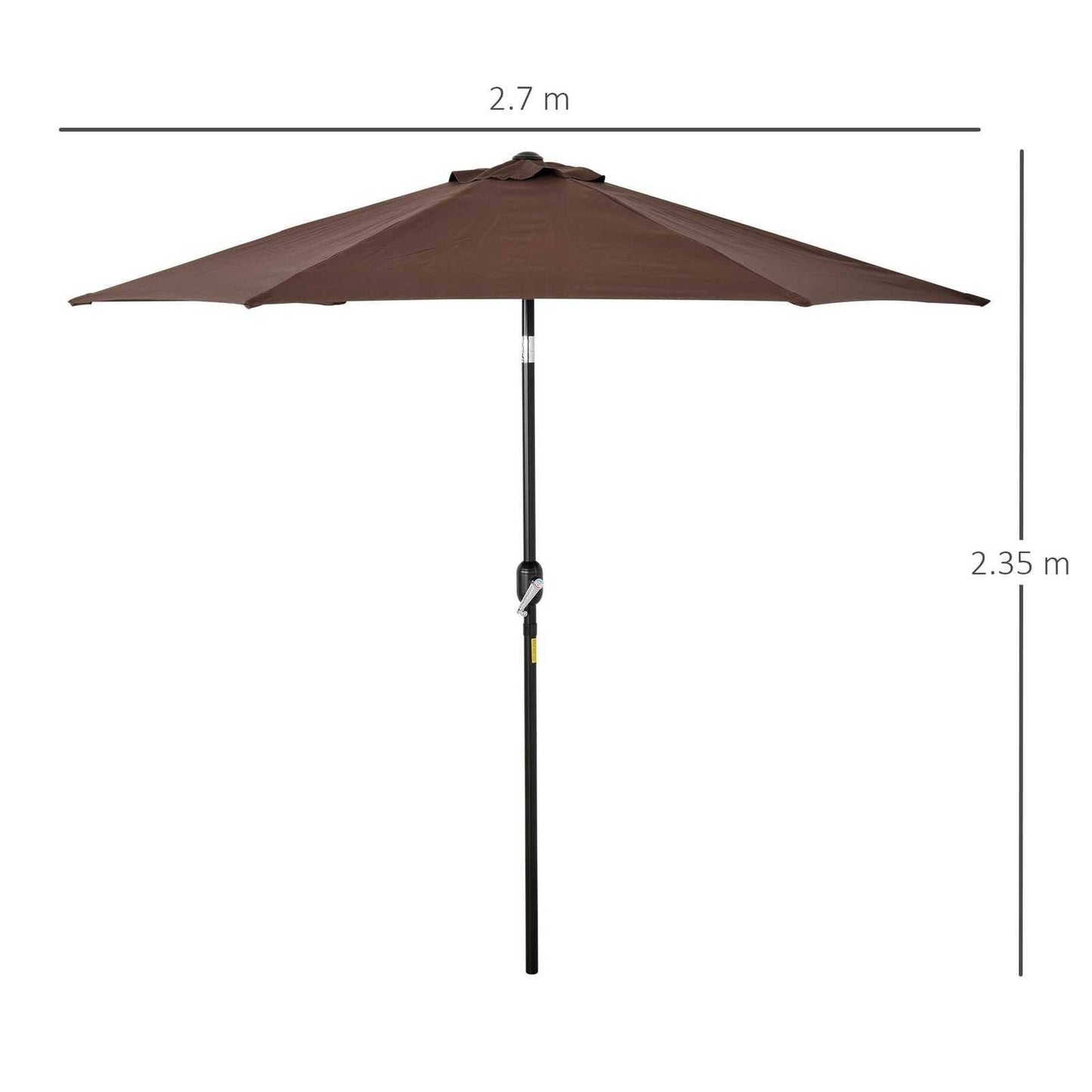 2.7M Garden Parasol Umbrella with Tilt and Crank