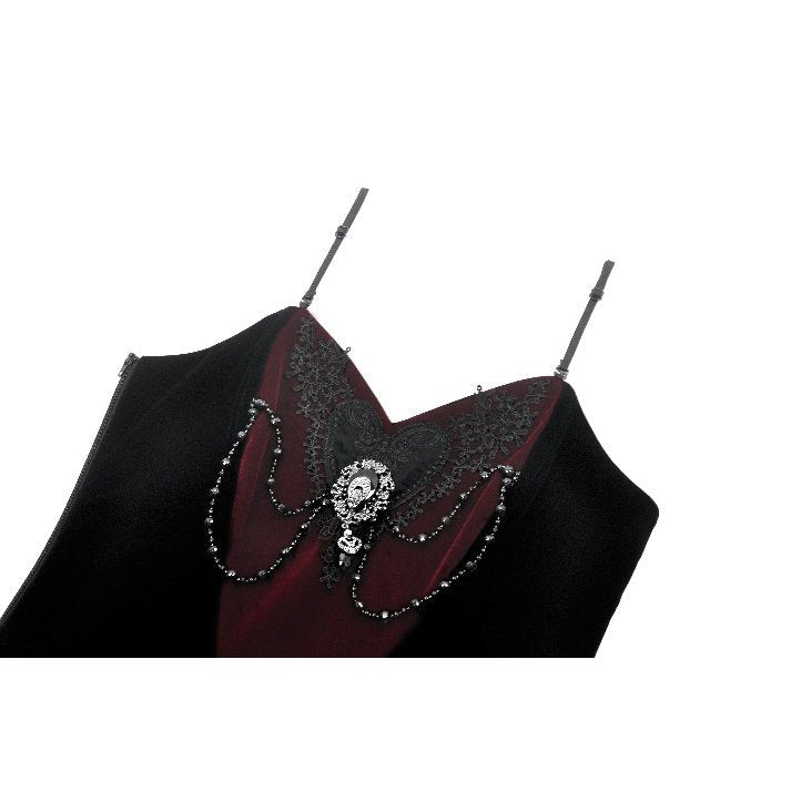 Dark in Love Morrigan Velvet & Lace Chain-Detail Bodysuit