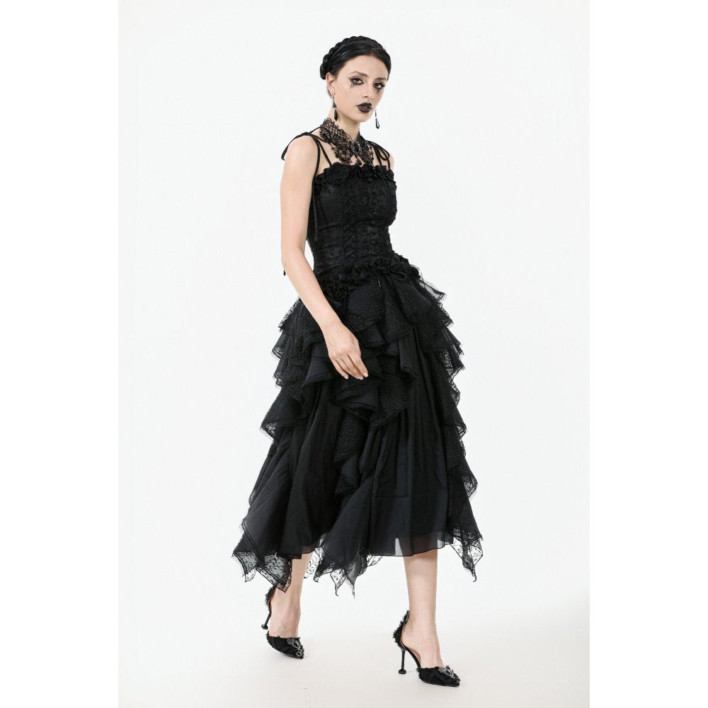 Dark in Love Selene Ruffled Floral Jacquard Corset Top