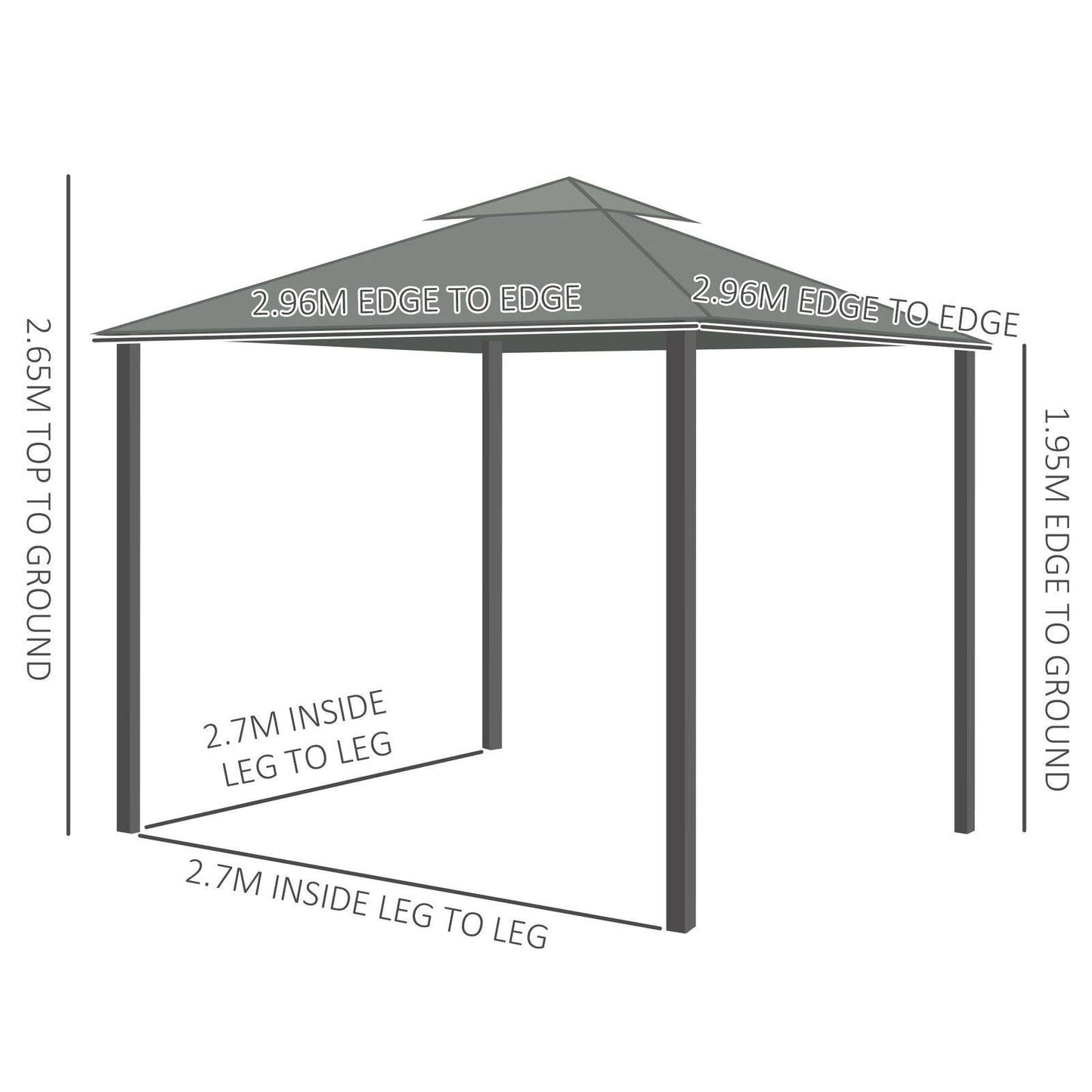 3 x 3M Patio Gazebo Canopy Garden Pavilion Tent Shelter Marquee with 2 Tier Water Repellent Roof