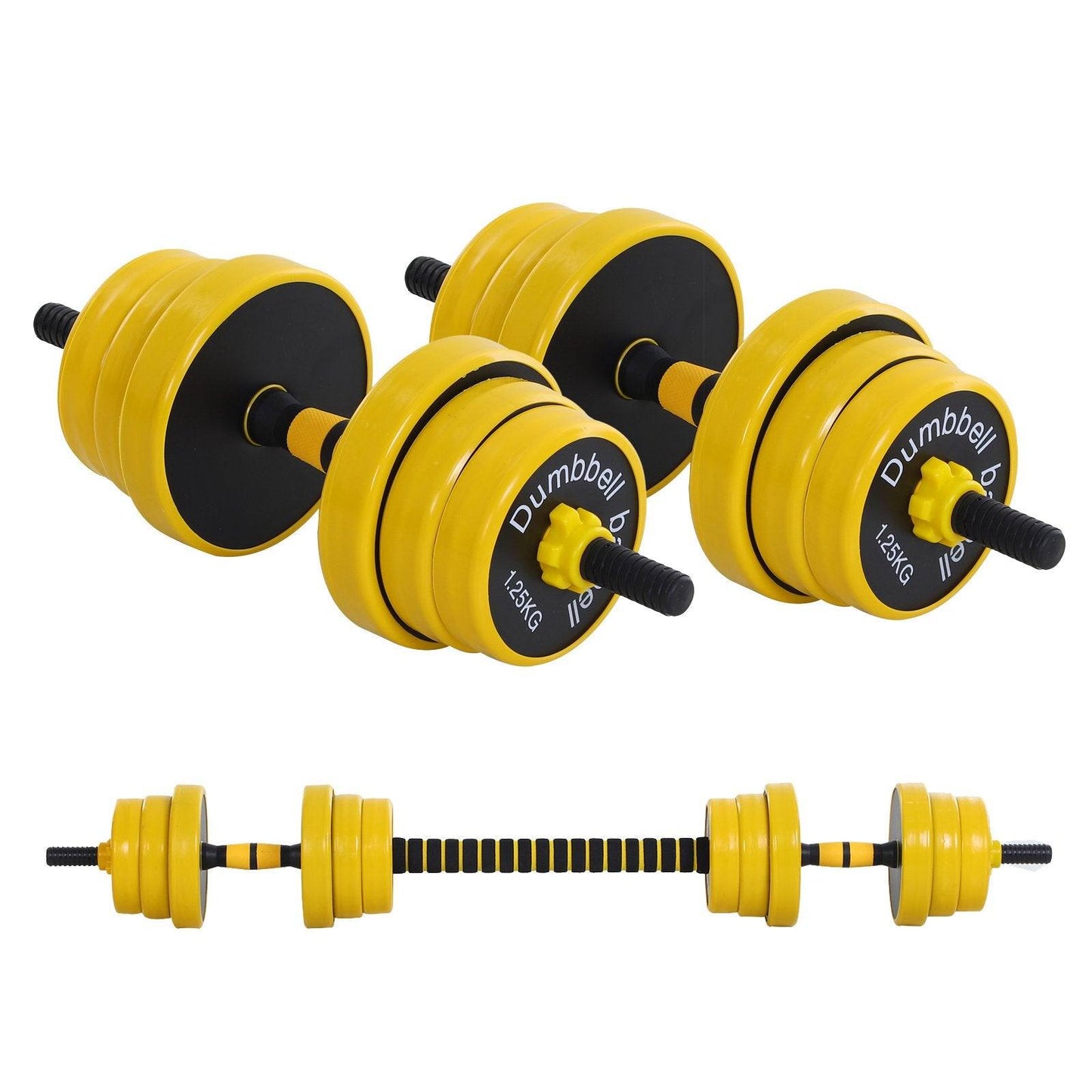 25KG Dumbbell & Barbell Adjustable Set Plate Bar Clamp Rod Home Gym Sports Area Exercise Ergonomic
