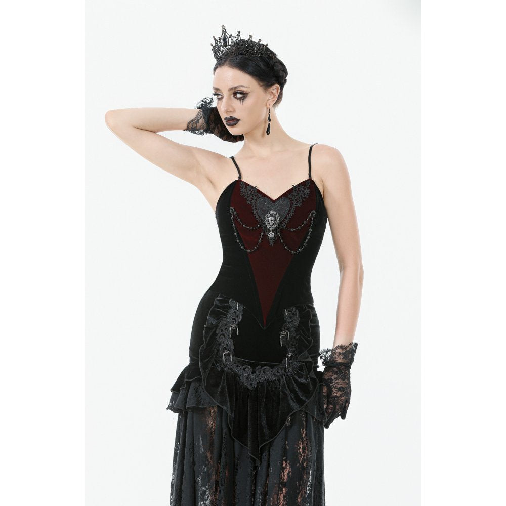 Dark in Love Morrigan Velvet & Lace Chain-Detail Bodysuit