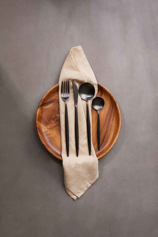 Modern Retro 16 Piece Matte Black Cutlery Set