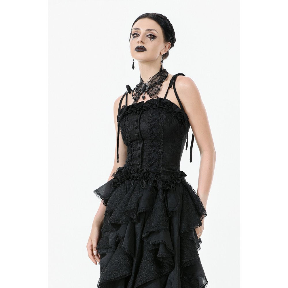 Dark in Love Selene Ruffled Floral Jacquard Corset Top
