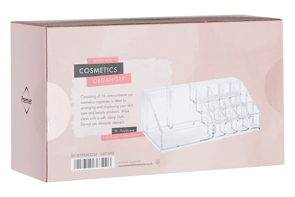 16 Compartment Clear Cosmetics Organiser