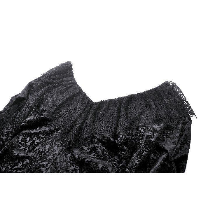 Dark in Love Romilly Lace Trimmed Jacquard Velvet Top
